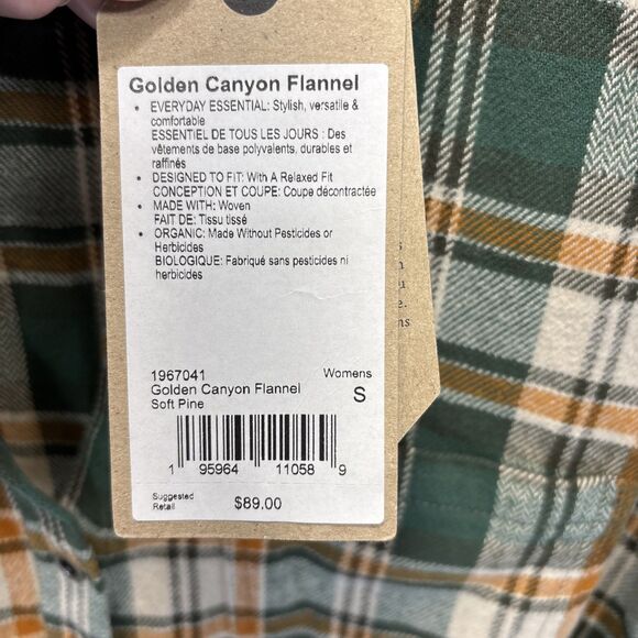 prAna Golden Canyon Flannel Small Womens Plaid Snap Button Shirt Oversized NWT - Picture 5 of 14